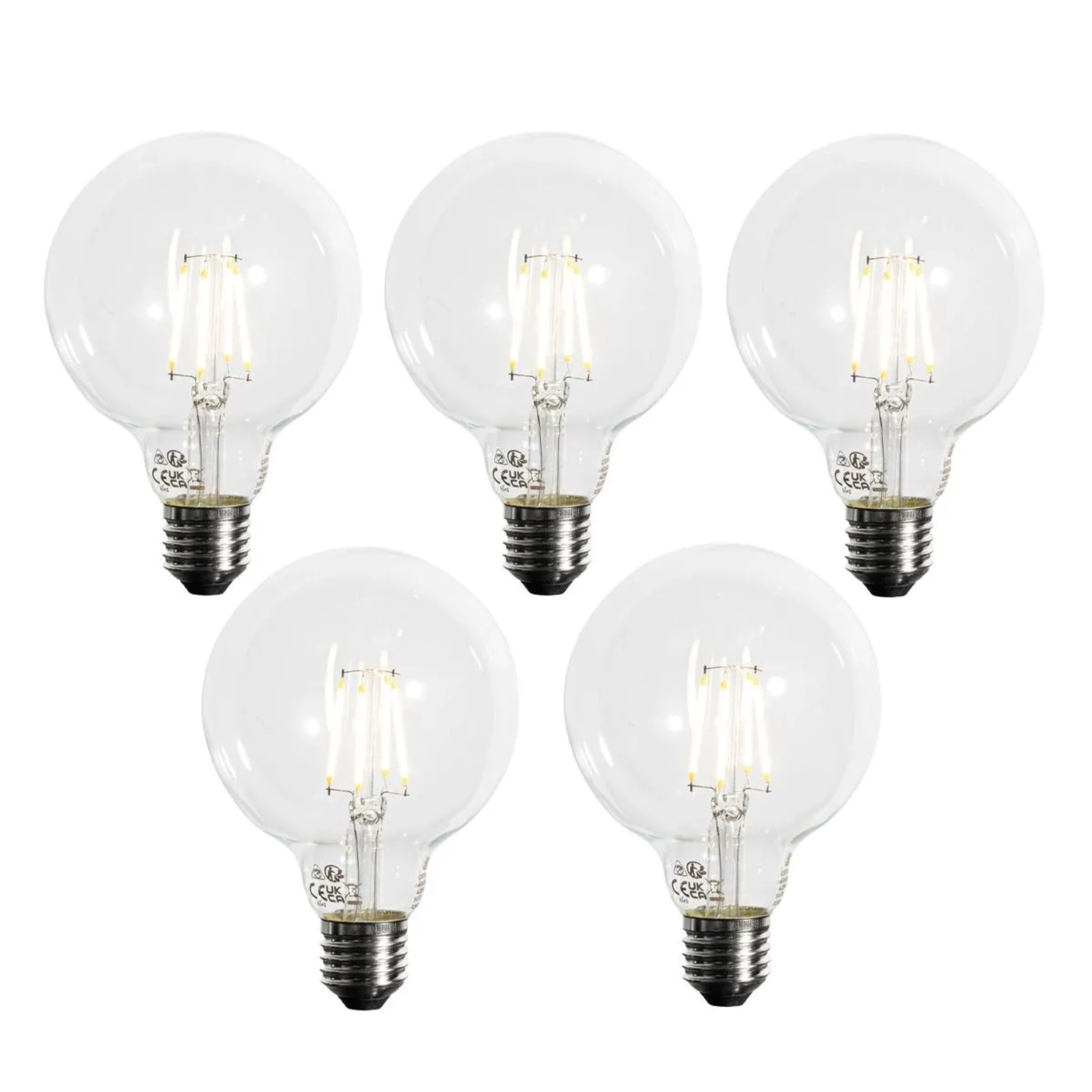 LUEDD 5er Set E27 Dimmbare LED Leuchtmittel G95 5W 450LM 3000K