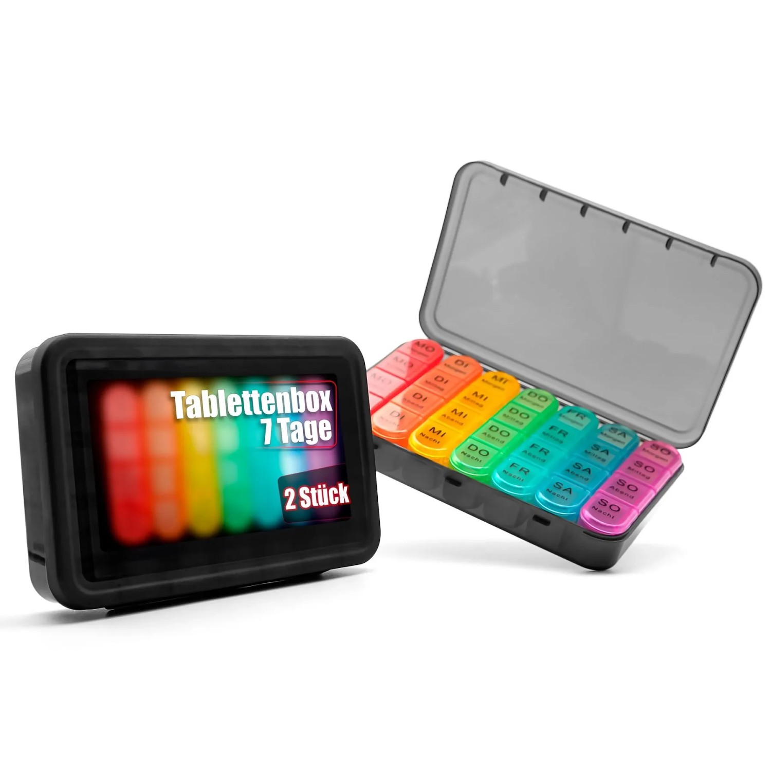 BigDean 2 Stück Tablettenbox 7 Tage Morgens Mittags Abends Und Nacht
