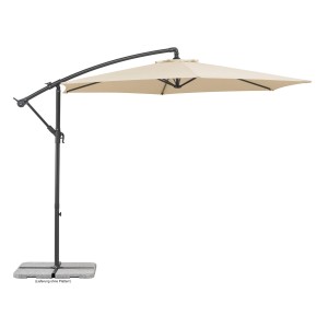 Schneider Ampelschirm, Ø 300 cm, Natur, mit Kurbel. Sonnenschirm für Garten und Balkon.