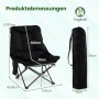 Costway Campingstuhl, faltbar, gepolstert, mit Tragetasche. Gartenstuhl in Schwarz mit Maßen.