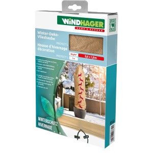 Windhager Winter-Deko-Vlieshaube Protect Hirsch, 0,6x1,8m, zum Schutz von Pflanzen im Winter.