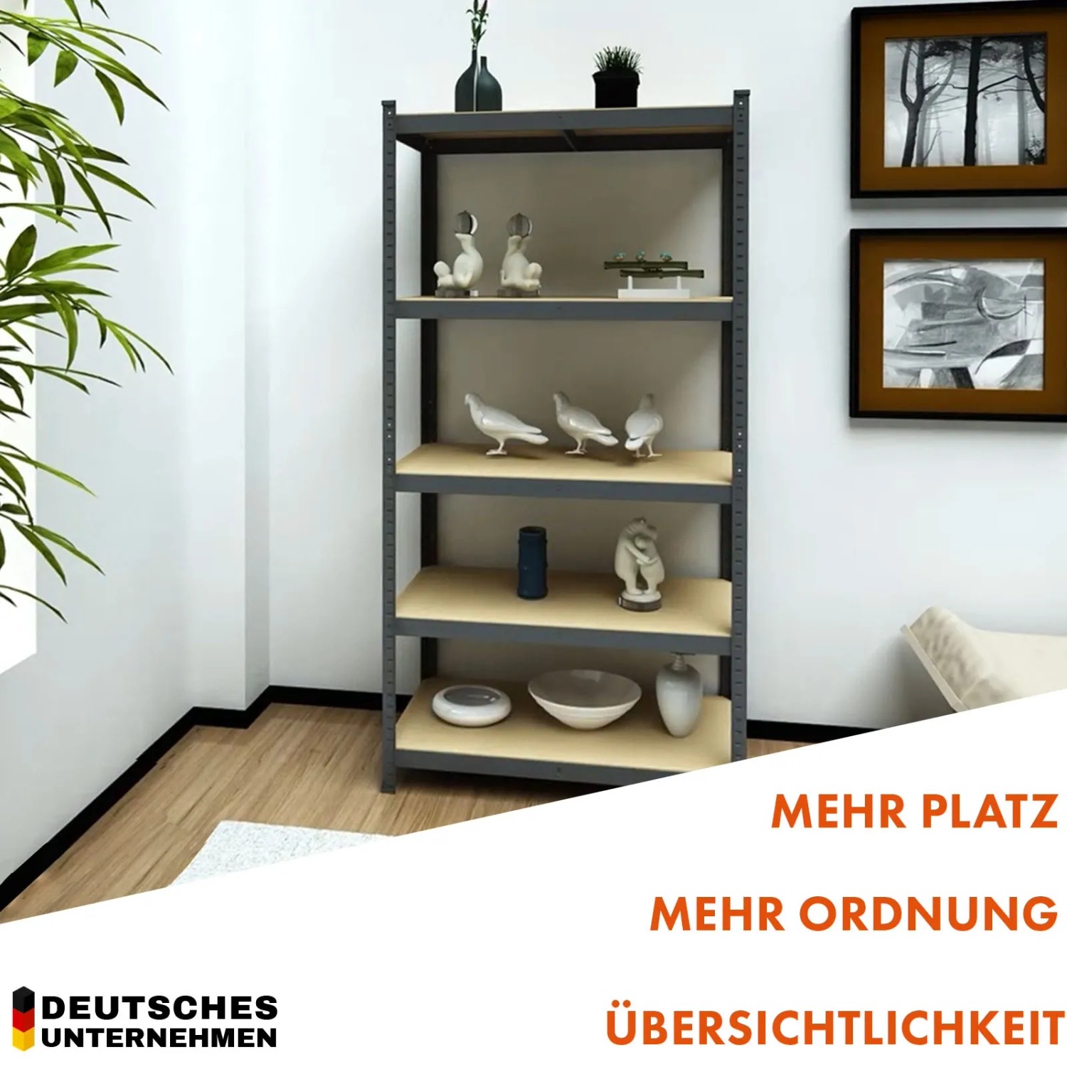 KARAT Schwerlastregal Rhino, anthrazit-grau, 180x90x60 cm, mit 5 Böden. Ideal für Werkstatt und Lager.