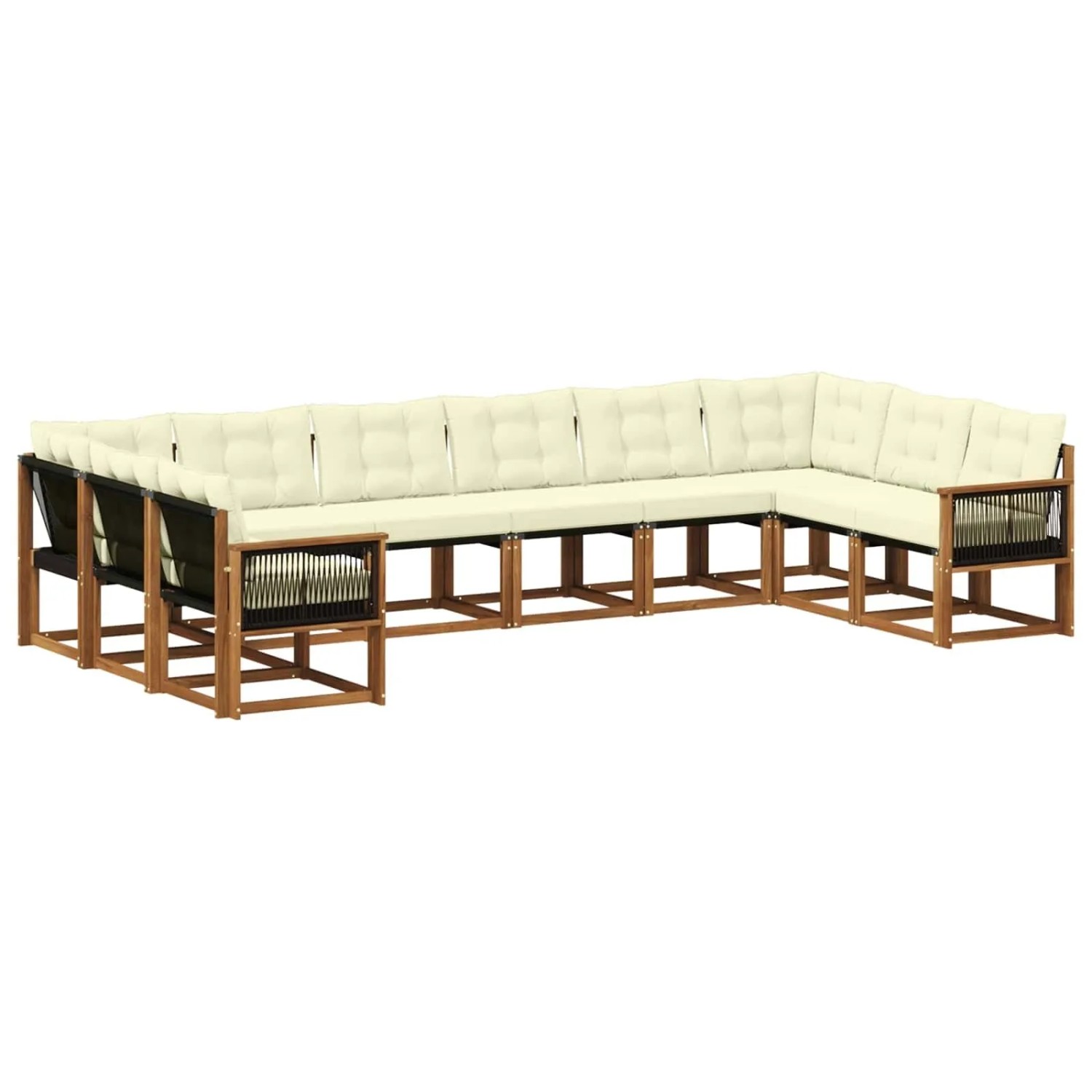 vidaXL Outdoor-Sofagarnitur mit Kissen 10 Stk Natur und Creme 3382238