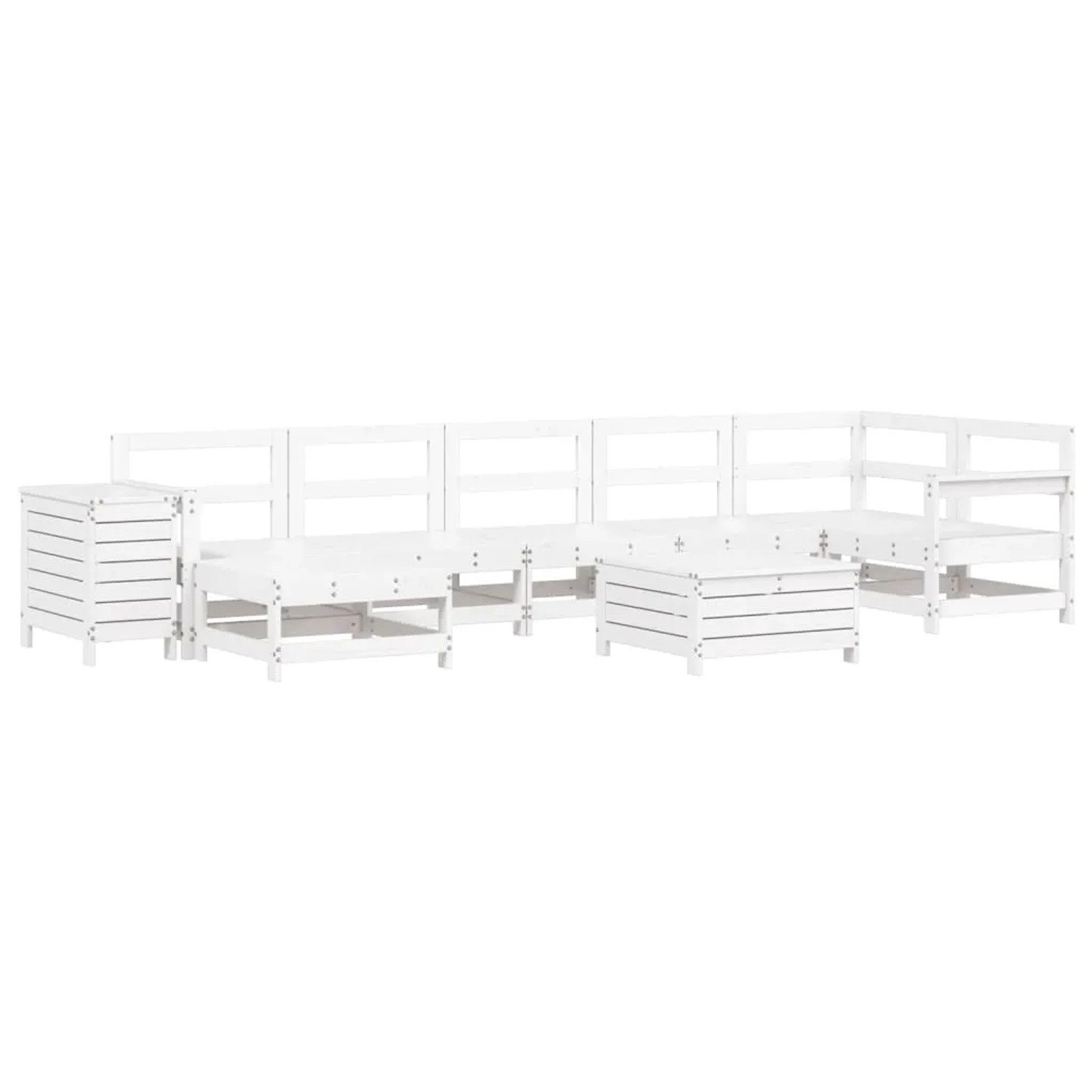 vidaXL 9-Tlg Garten-Sofagarnitur Weiß Massivholz Kiefer 3250693 günstig online kaufen