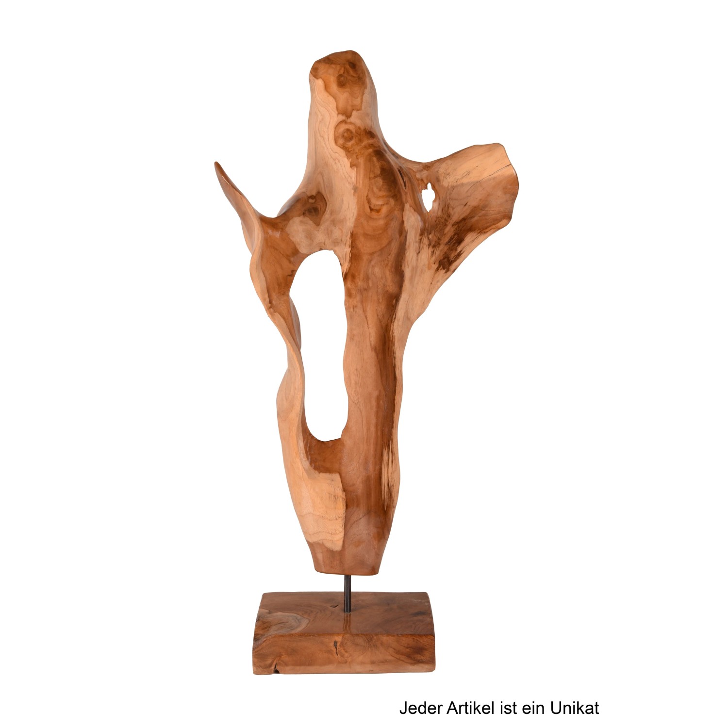 DELUKE Deko-Skulptur INÉS aus Teakholz, lackiert, 85cm hoch für Wohnzimmer und Büro.