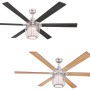 WESTINGHOUSE Deckenventilator Willa mit LED, Nickel-Finish, Wendeflügel in Wenge und Buche.