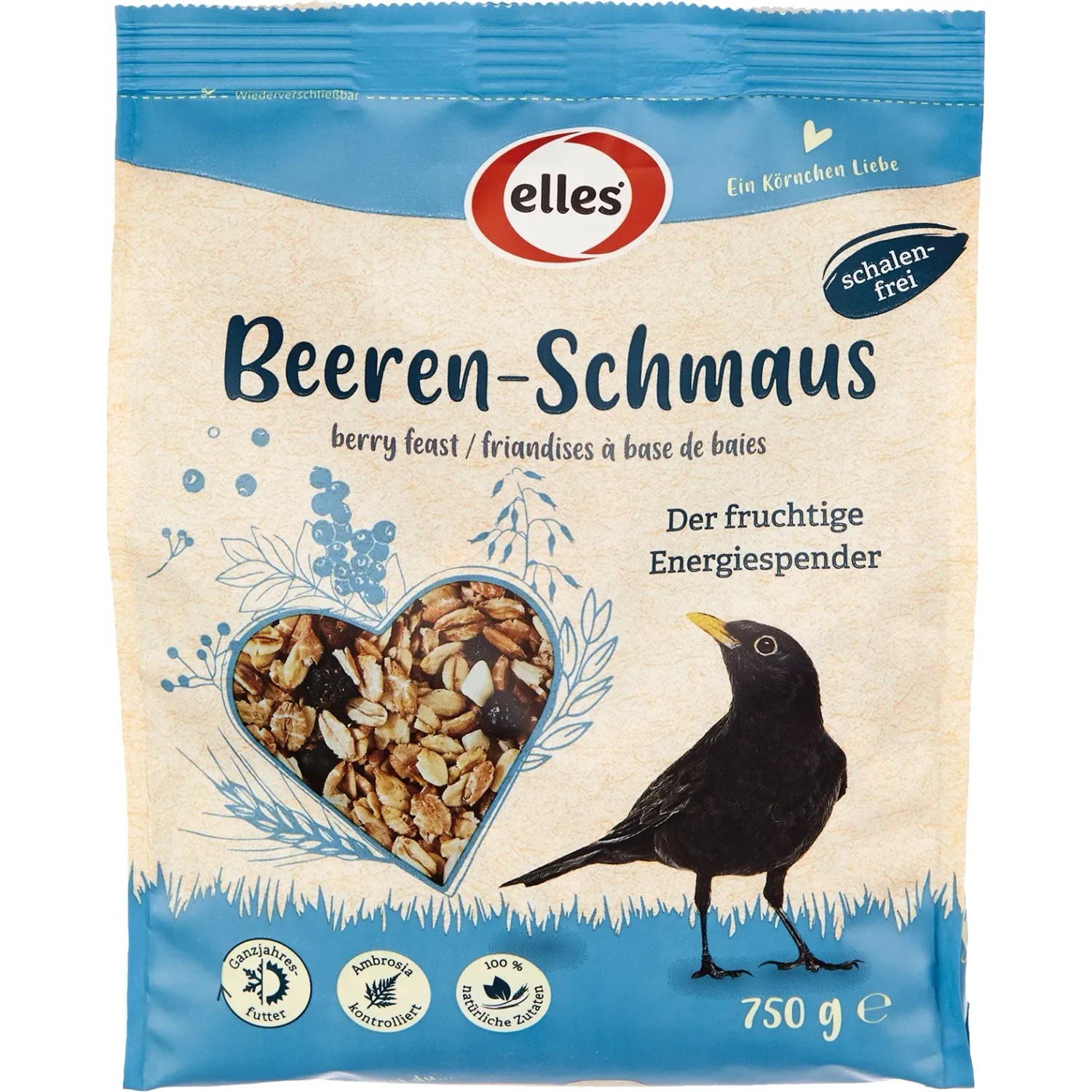 Elles Ergänzungsfutter Beeren-Schmaus  für Wildvögel 750 g