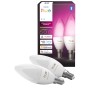 Zwei Philips Hue E14 Kerzenform Leuchtmittel und Verpackung. Smartes, farbiges LED-Licht im 2er Set.