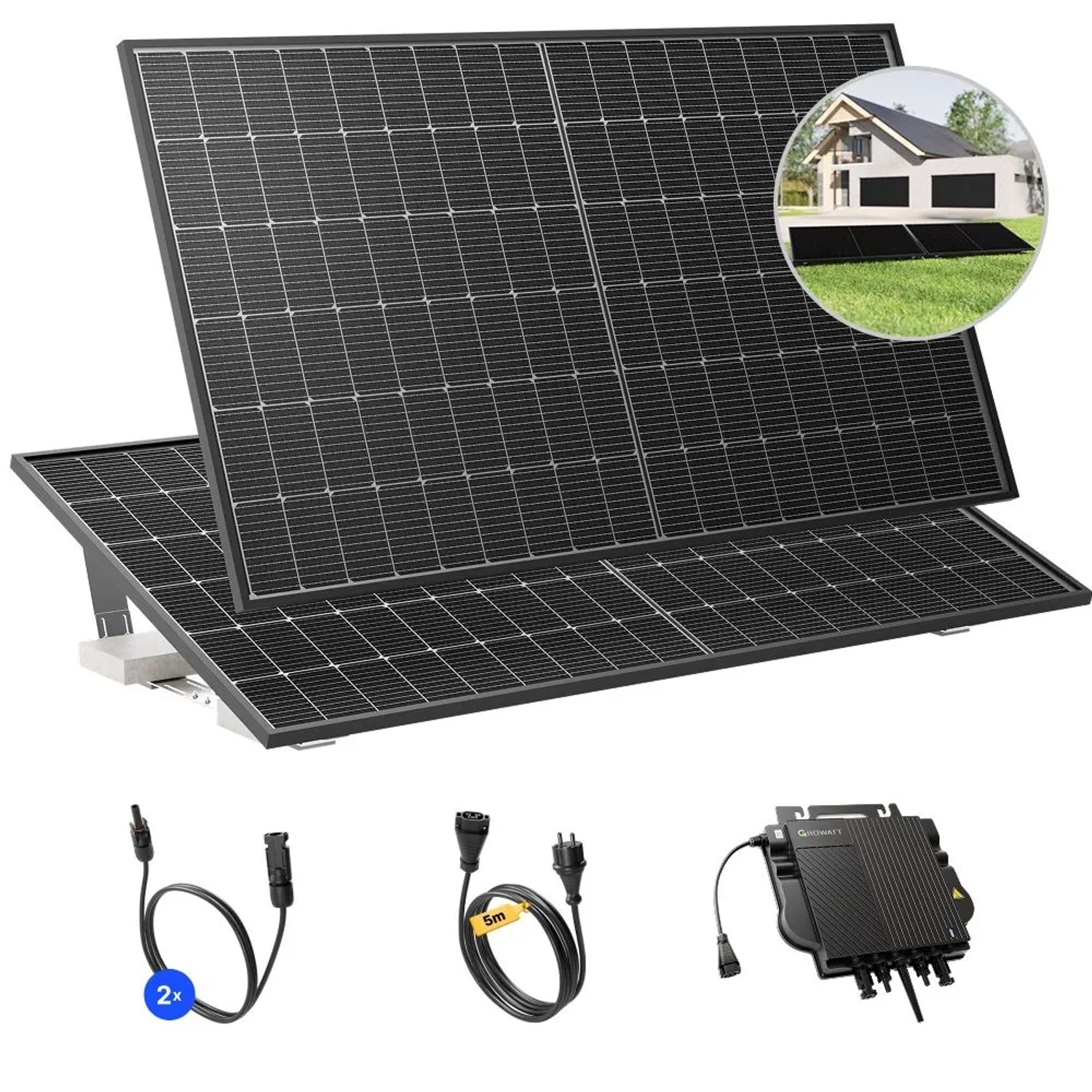 Solakon Balkonkraftwerk 900W Solaranlage mit Gartenhalterung Steckerfertig günstig online kaufen