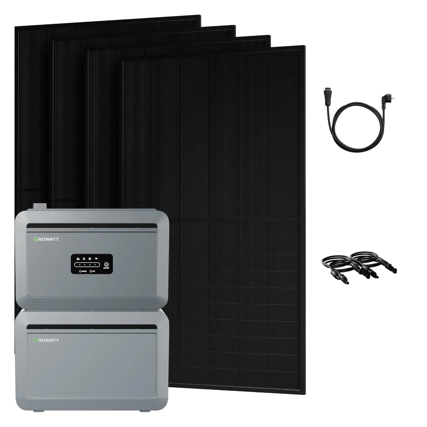 Growatt Balkonkraftwerk Set NEXA 2000 Speicher 4096 Wh mit 2000 W Bifazial Glas-Glas Full-Black