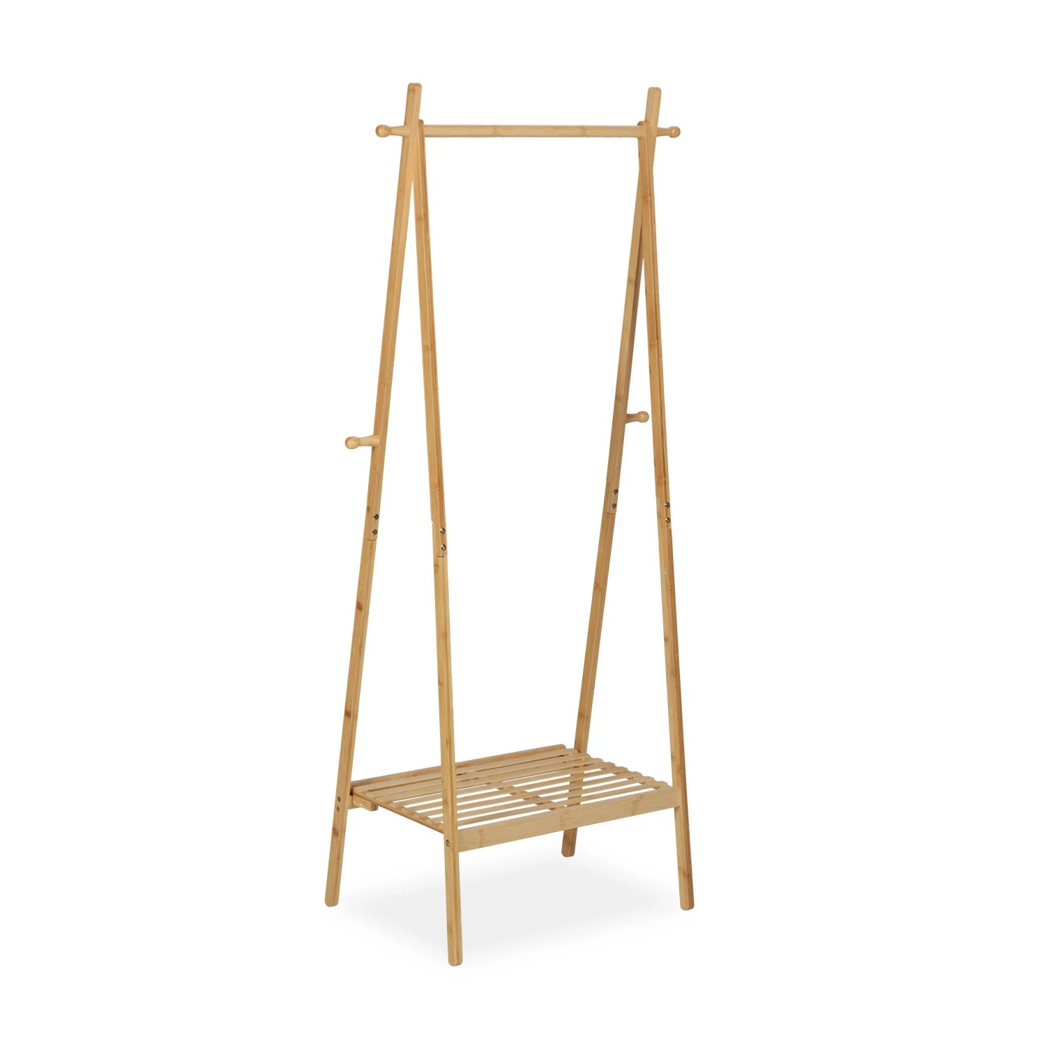 Relaxdays Kleiderständer mit Ablage Bambus Natur Zusammenklappbar 160 cm x 74 cm x 42 cm 2,8 kg