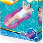 Verpackung der Bestway Aqua-Lounge Wasserhängematte, 153x74x28 cm, mit Frau in pink-lila Luftmatratze.