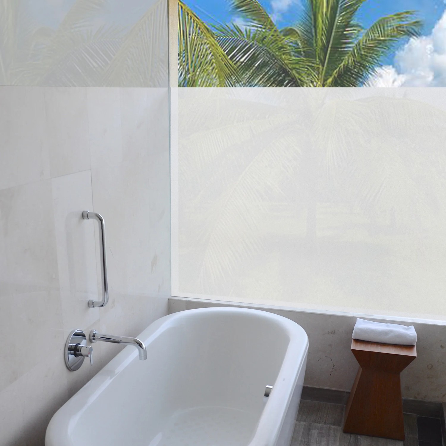 Venilia Sichtschutzfolie Fenster statisch blickdicht Sand 90 cm Meterware kaufen bei OBI