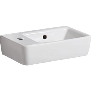 Geberit Renova Compact Handwaschbecken, 40 cm, weiß, Hahnloch links.