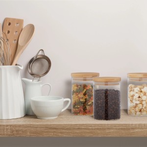 Relaxdays Vorratsgläser 4er Set Glas Transparent Luftdicht 750 ml 14 cm x 10 cm