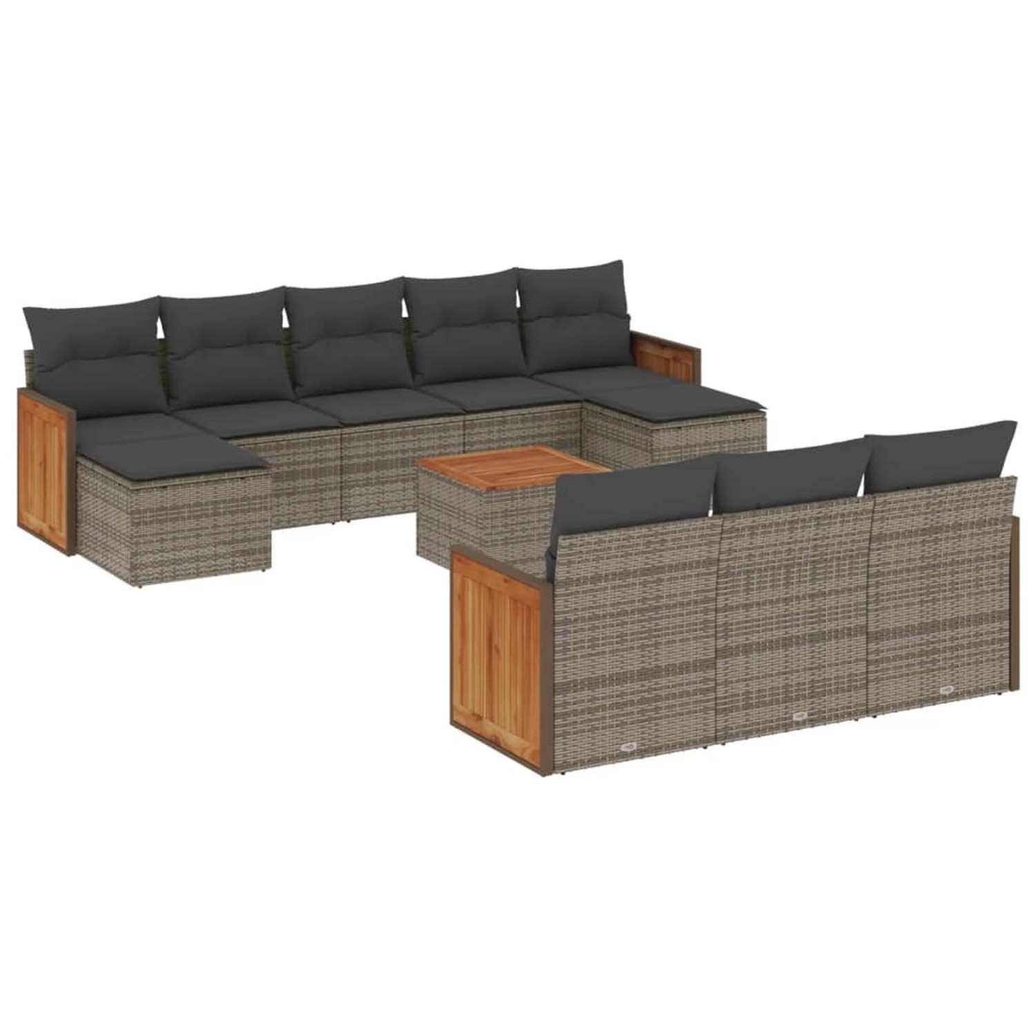 vidaXL 11-Tlg Garten-Sofagarnitur mit Kissen Grau Poly Rattan 3228104 günstig online kaufen