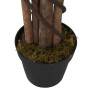 Detailaufnahme des künstlichen Feigenbaums (80cm) im Topf. Kunstpflanze mit grünen Blättern und Holzstämmen.