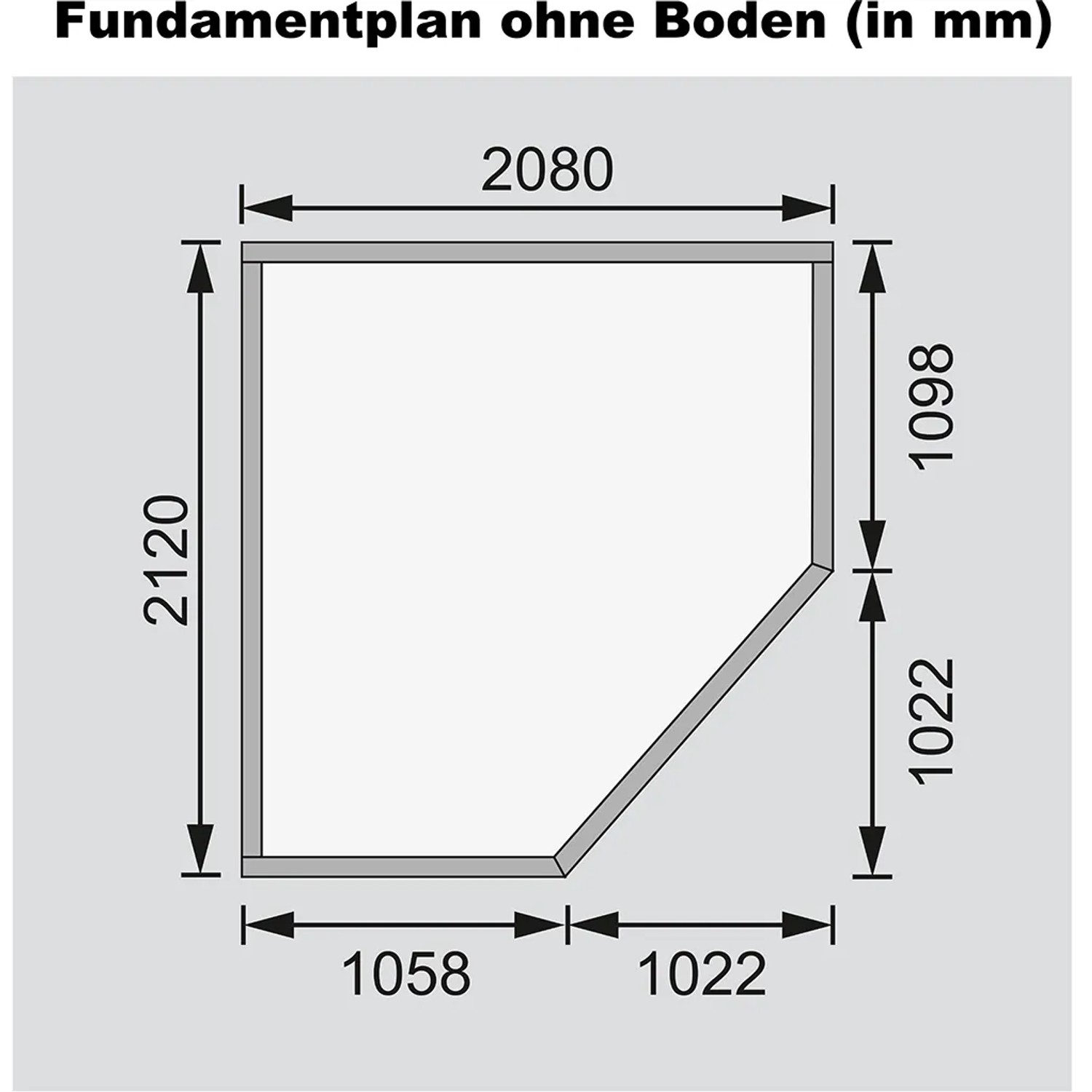 Grundriss Karibu Holz-Gartenhaus Terragrau, Maße 209x213 cm (ohne Boden).