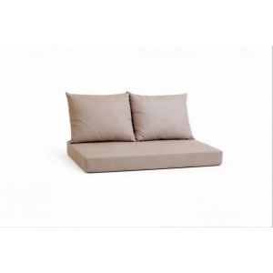 Palettenkissen Set Caffe latte: 1 Sitzkissen 120x80cm, 2 Rückenkissen 60x50cm. Bequeme Gartenstuhlauflagen.