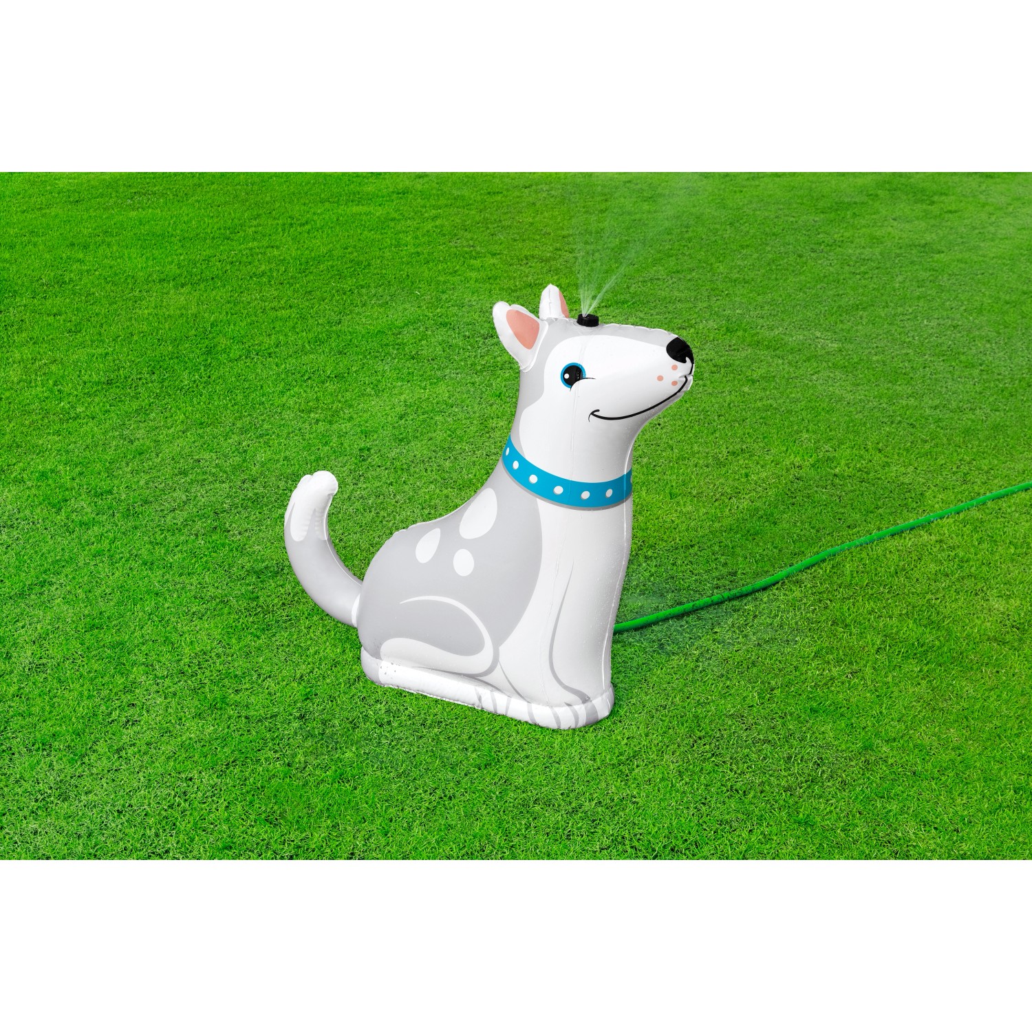 Bestway Wassersprinkler Happy Husky: Aufblasbarer Husky-Sprinkler für Kinder ab 2 Jahren.