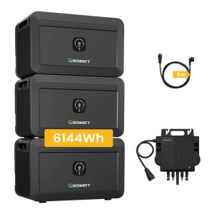Growatt Solarspeicher-Set mit Mikrowechselrichter, 6144Wh Kapazität, für Balkonkraftwerke.