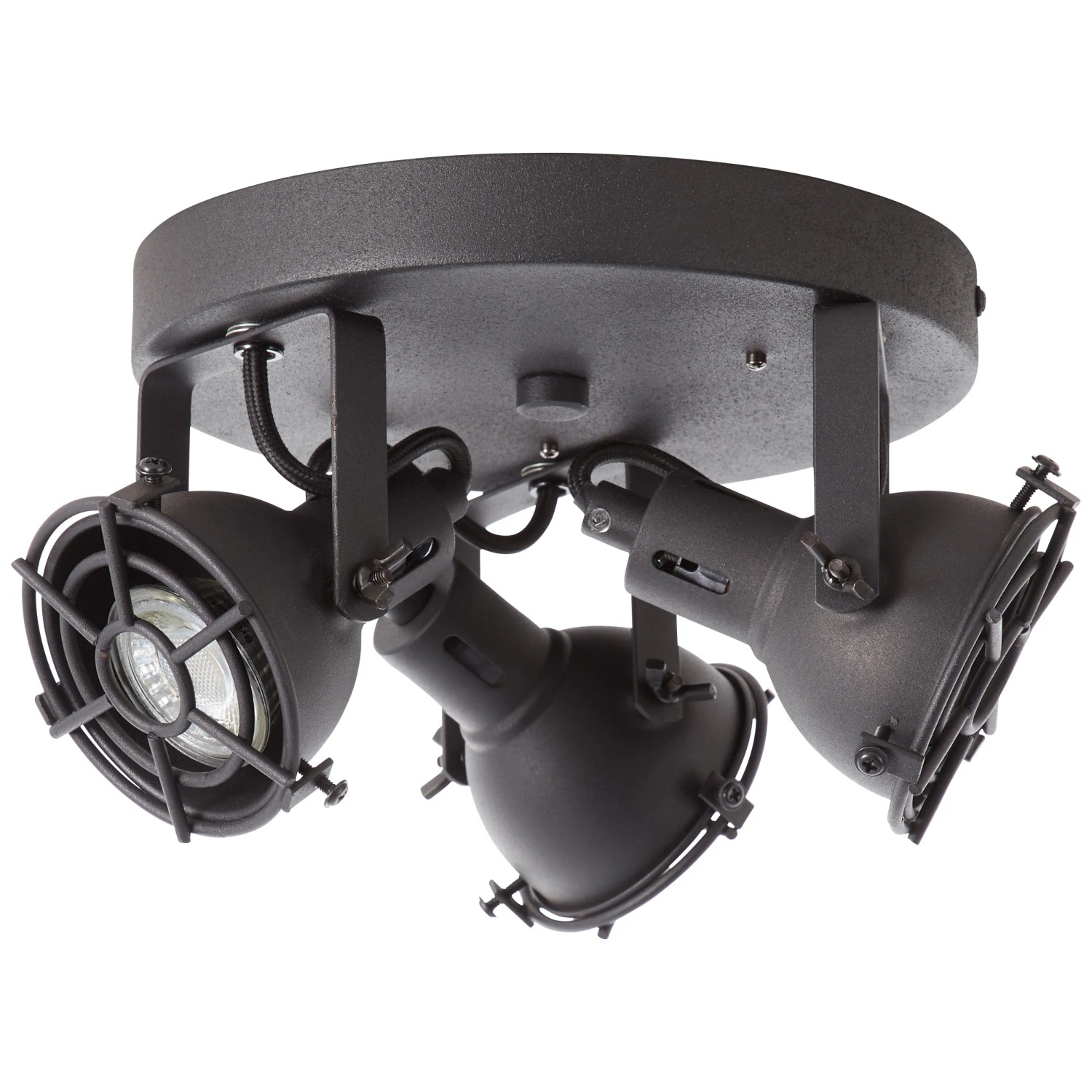 Schwarzer 3-flammiger LED-Spot Jesper von Brilliant, Deckenleuchte aus Metall.