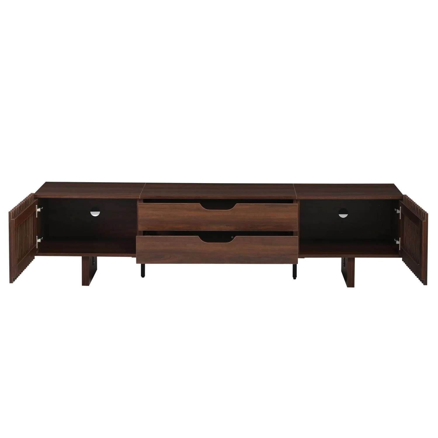 Okwish Tv Ständer Mit Schubladen Schrank Türen Wohnzimmer 75 Zoll 180x40x45cm Nussbaum
