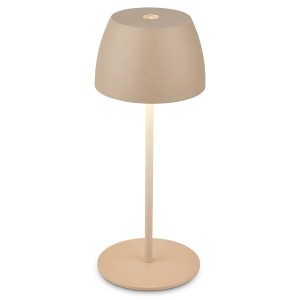 Brilo LED-Akku-Tischleuchte Serina Mini, beige, 20 cm. Dekoleuchte für den Außenbereich mit Touchdimmer.