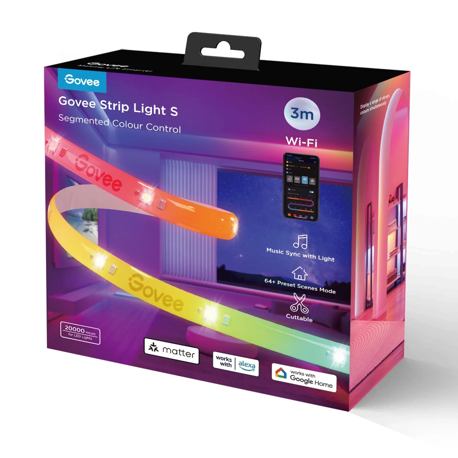 Verpackung des Govee LED-Leuchtband H612F S 3m mit Farbverlauf und App-Steuerung.