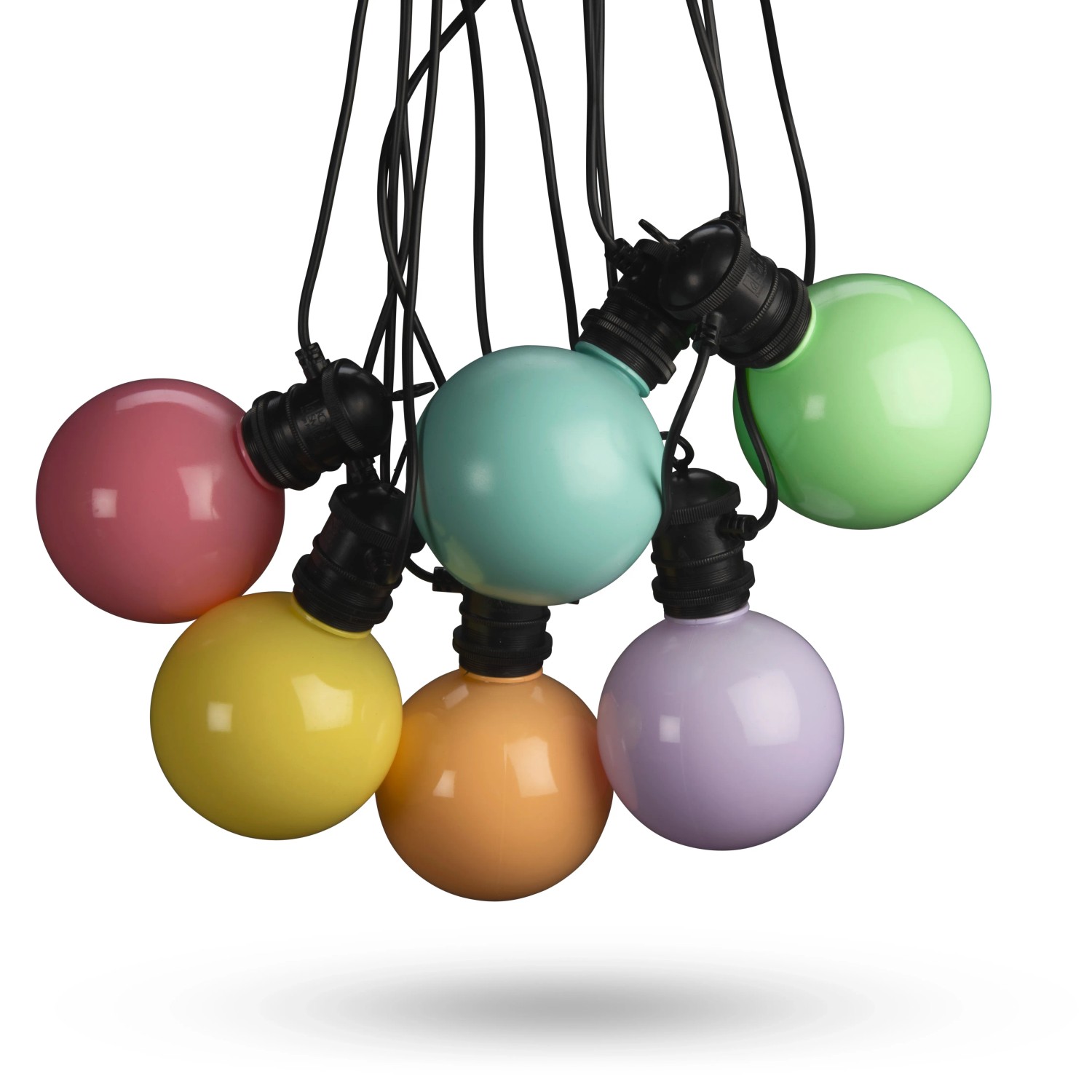 Konstsmide LED-Lichterkette Globe Pastell, 10 Leuchtmittel, dimmbar, für Außen-Dekoration.