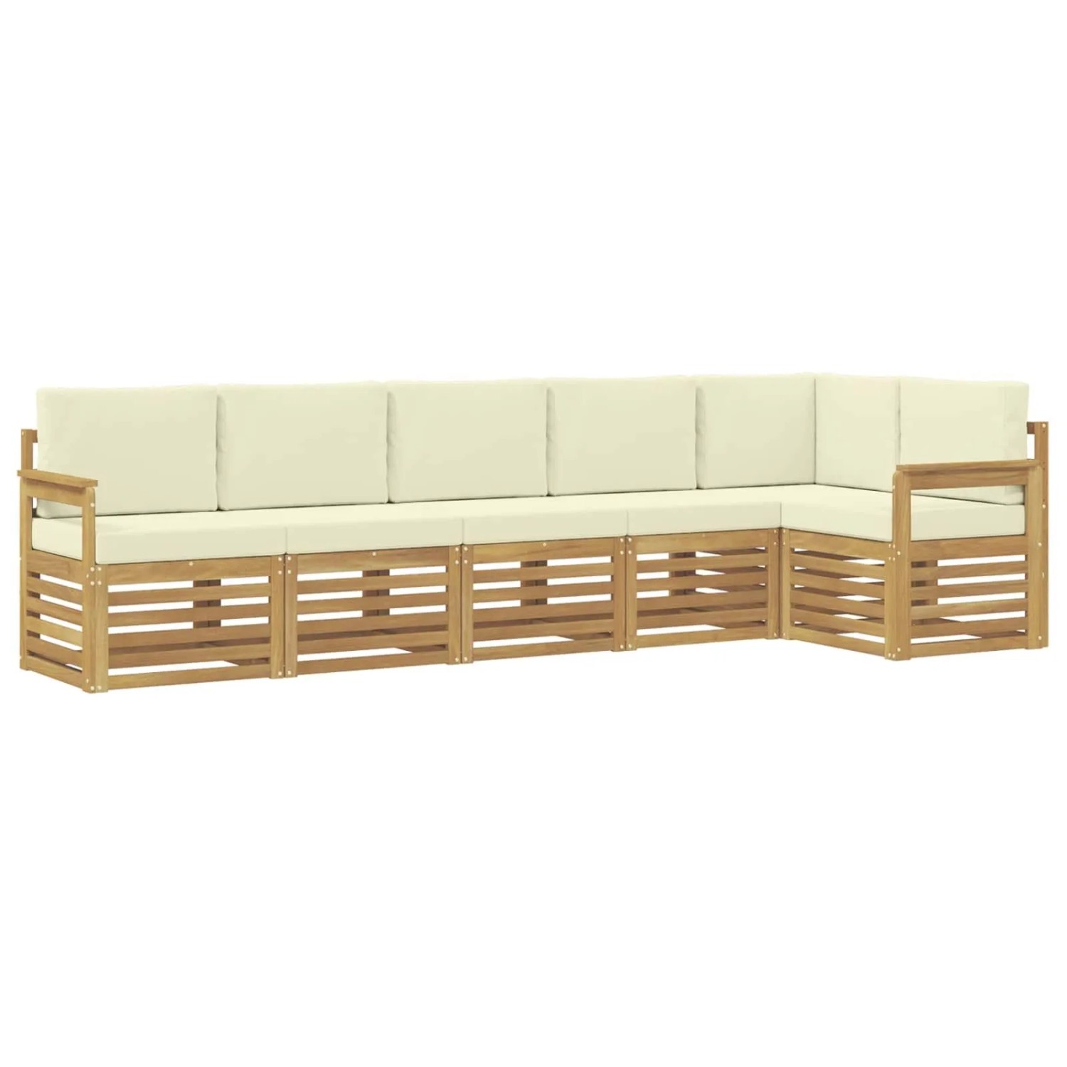 vidaXL Outdoor-Sofagarnitur 6-Tlg Weiß und Creme 306 x 128,5 x 73 cm 3391900