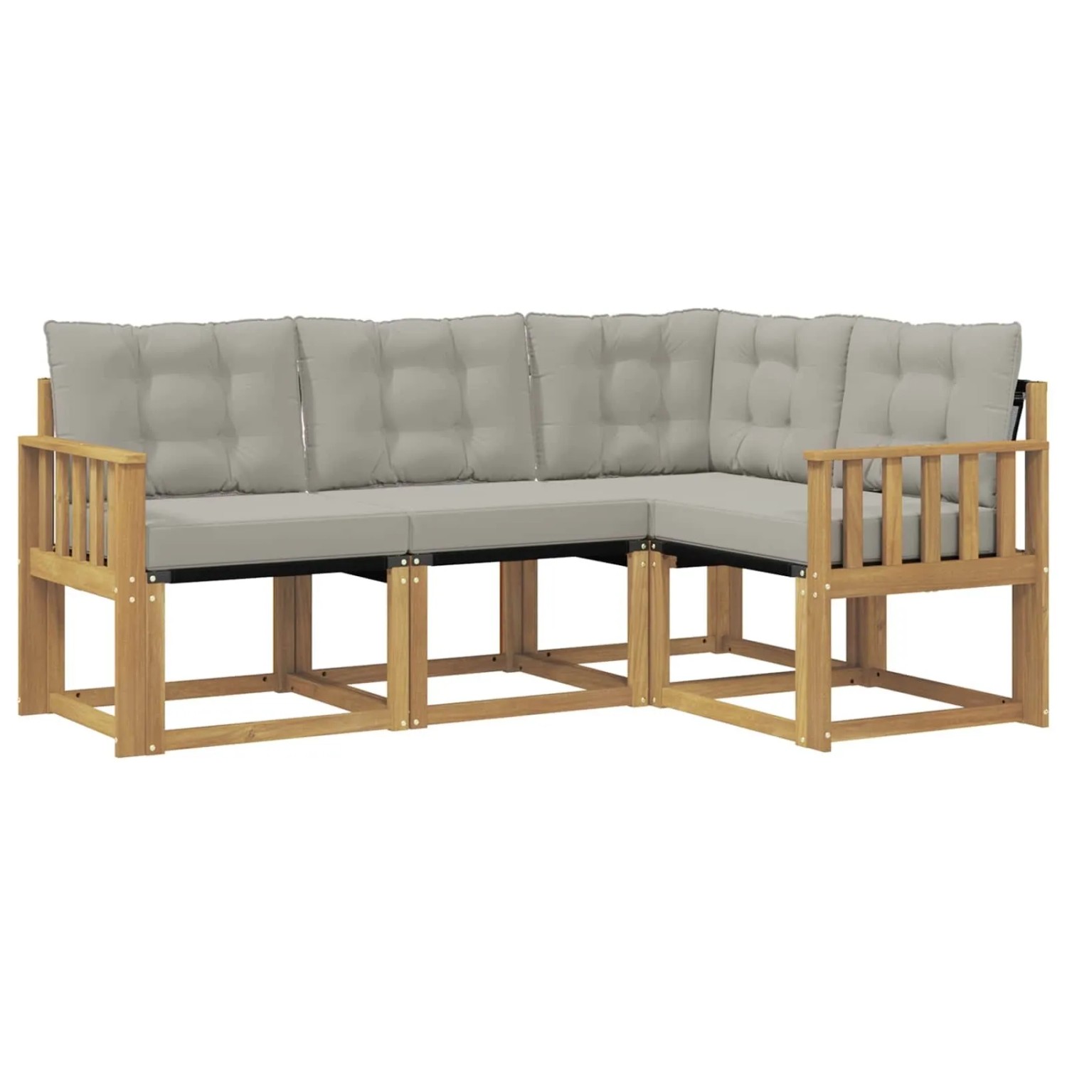 vidaXL Outdoor-Sofagarnitur mit Kissen 4-Tlg Weiß und Hellgrau 3389425