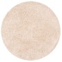 Runder, beiger Hochflor Teppich Milano, 160x160cm. Flauschiger Langflor Teppich.