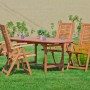 Braunes 5-teiliges Gartenmöbel-Set Cordoba mit Ausziehtisch (120/170x100 cm) aus Eukalyptusholz.