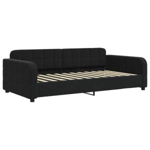 Schwarzes vidaXL Tagesbett (90x200 cm) aus Samt, ideal als Sofa oder Gästebett.