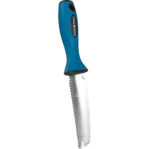 Talen Tools Gartenschaufel 38 cm, blauem Griff, Sägezahnung. Robustes Gartenhandgerät aus rostfreiem Stahl.