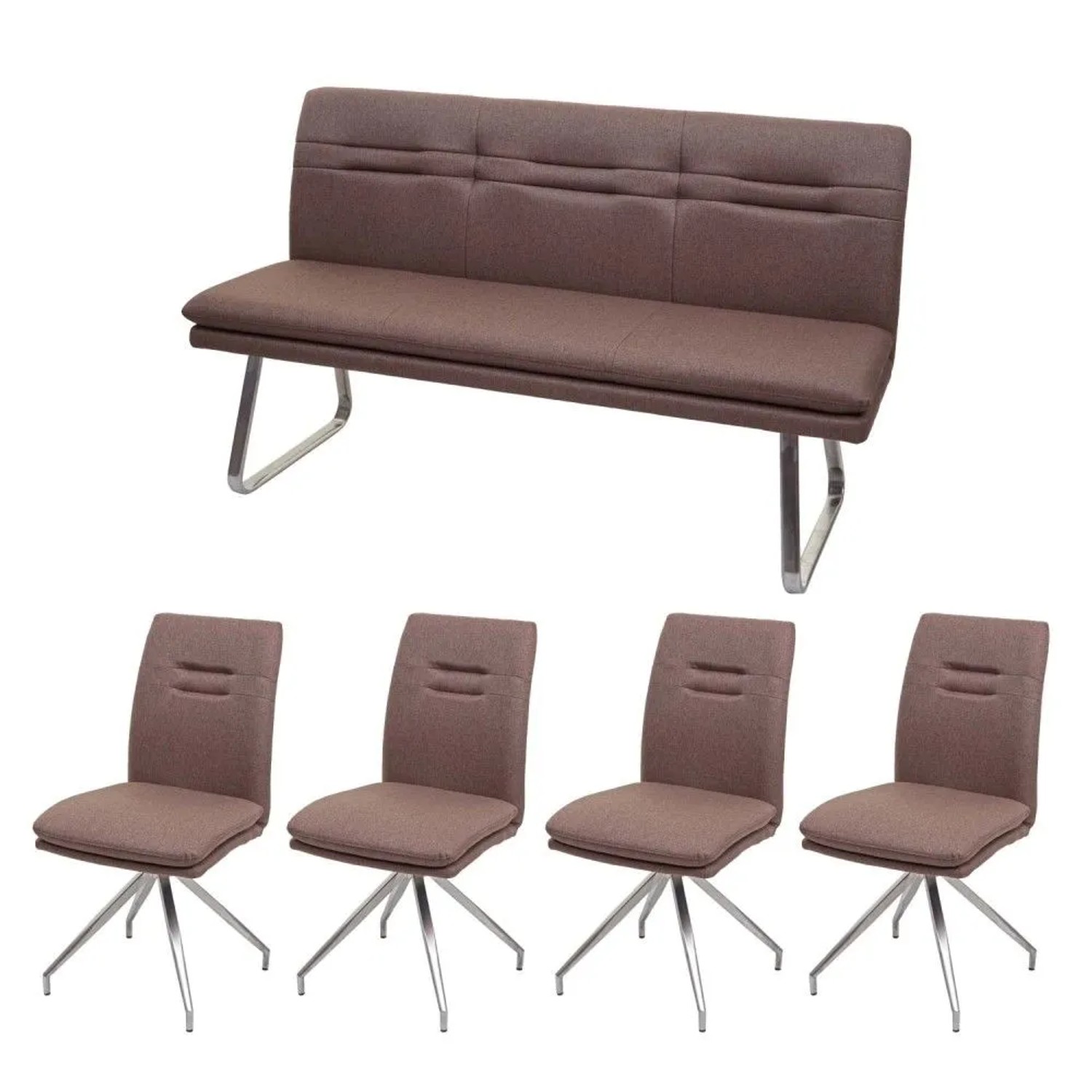MCW Esszimmer-Set H70 Sitzgruppe Braun 160cm