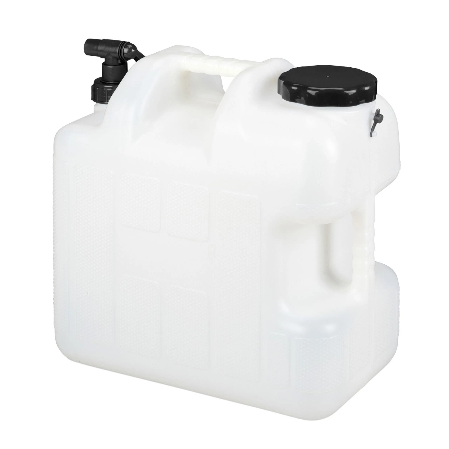 Relaxdays Wasserkanister Kunststoff Weiß Mit Hahn Drehbar 25, 38 cm x 22 cm x 39 cm 1 kg