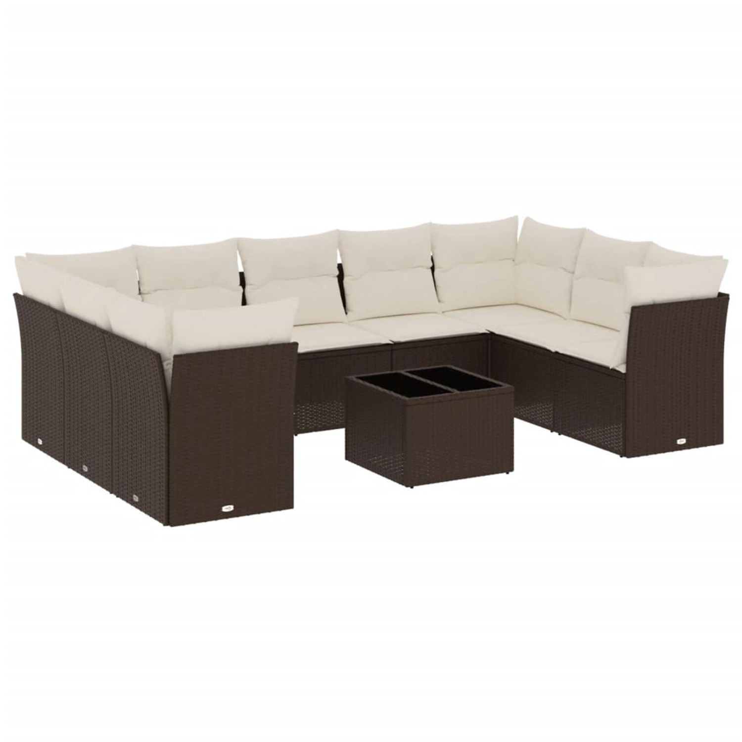 vidaXL 10-Tlg Garten-Sofagarnitur mit Kissen Braun Poly Rattan 3249982 günstig online kaufen