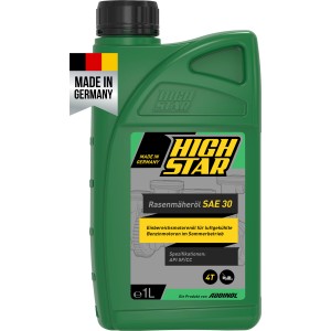 High Star Rasenmäheröl SAE 30, 1 Liter Flasche für Benzinmotoren.
