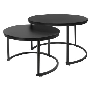 ML-Design Couchtisch 2er Set, schwarz matt, MDF-Platte. Wohnzimmertische im Industrial Style.