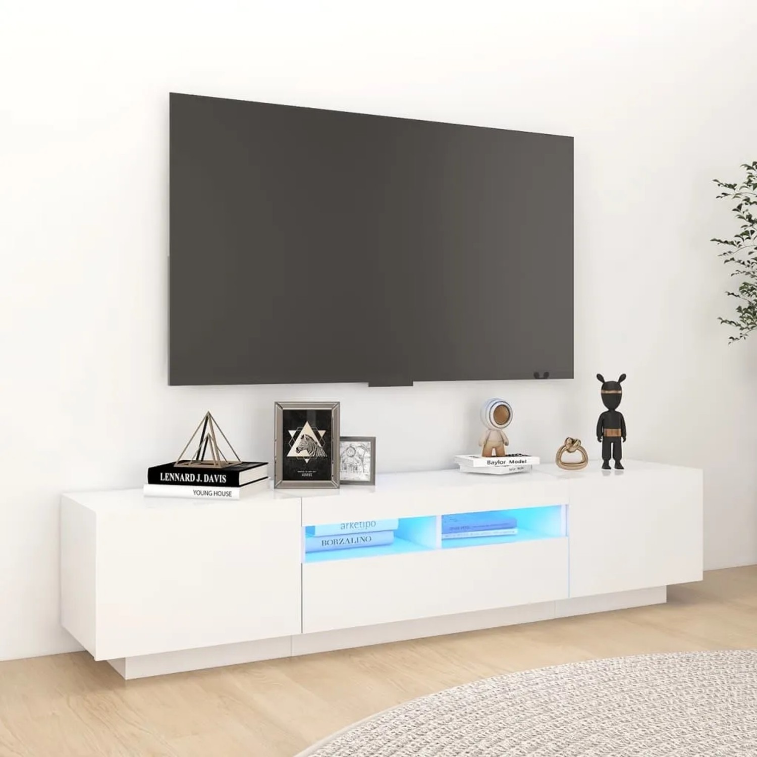 vidaXL TV-Schrank mit LED-Leuchten Weiß 180x35x40 cm 3081897_2