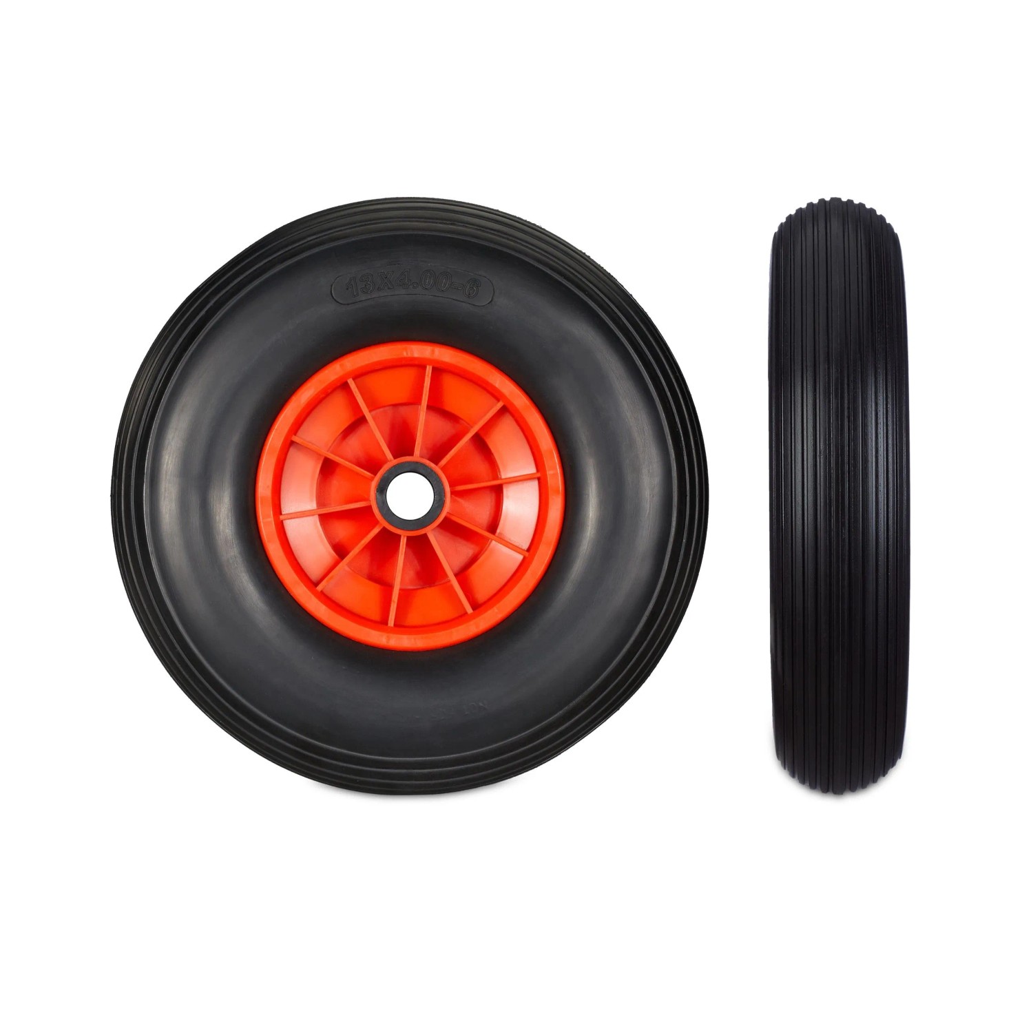 Relaxdays Schubkarrenrad Vollgummi Schwarz Rot Pannensicher 33 cm x 9 cm 1,4 kg