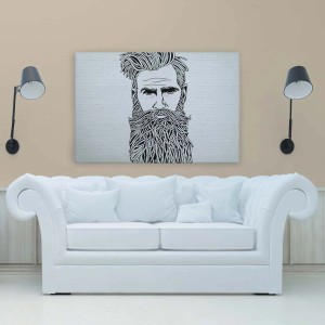 Bricoflor Leinwandbild mit Bart, schwarz-weiß, 90x60 cm, Industrial-Look als Wanddeko.