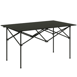 Schwarzer Outsunny Campingtisch aus Aluminium, 95x55x50 cm, klappbar und leicht für Camping & Outdoor.