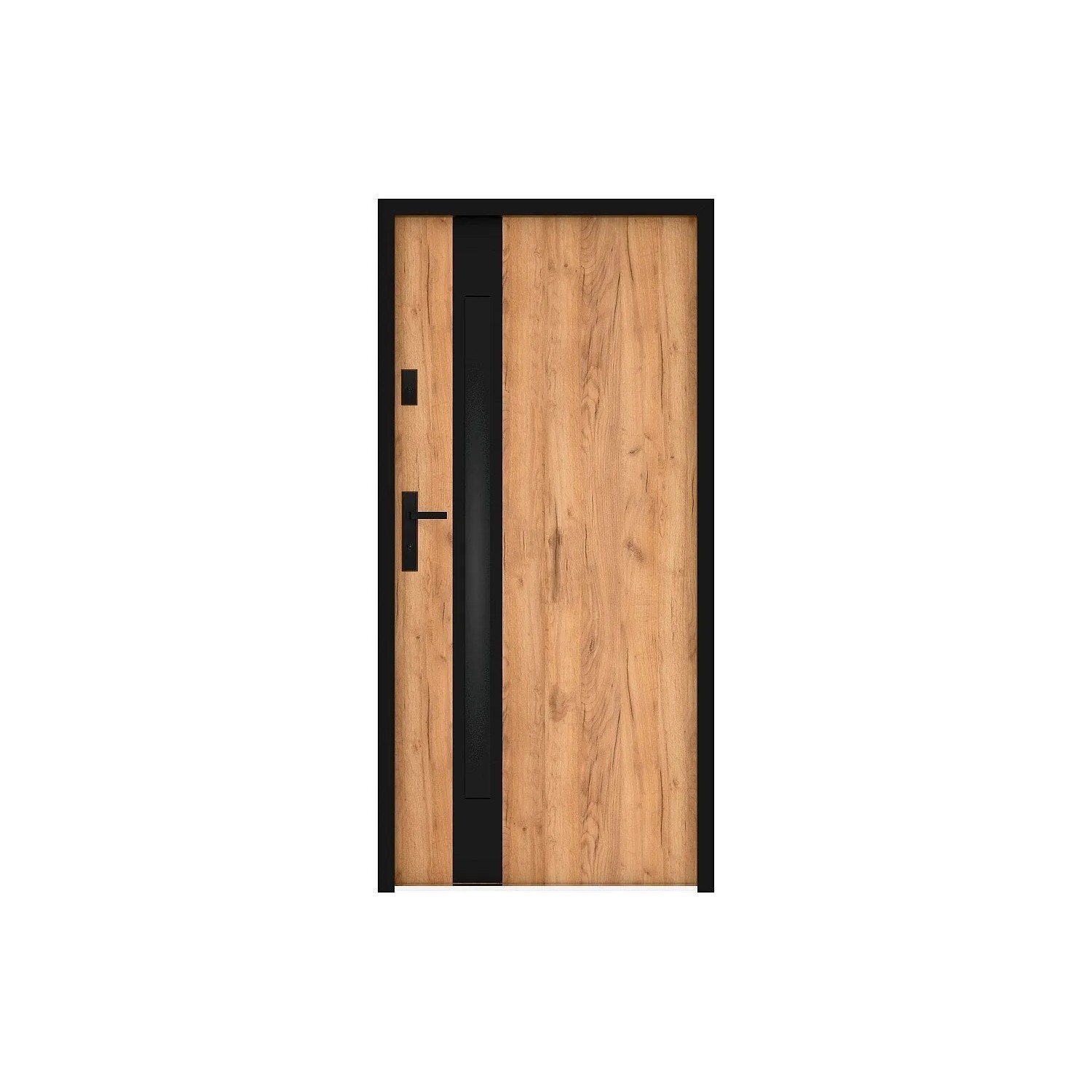 Vente-unique Haustür Braga Schwarz  Naturfarben Hell 95 cm