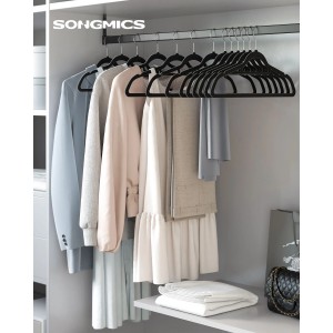 Songmics Samt-Kleiderbügel-Set Breanna Schwarz-Silber 50 teilig
