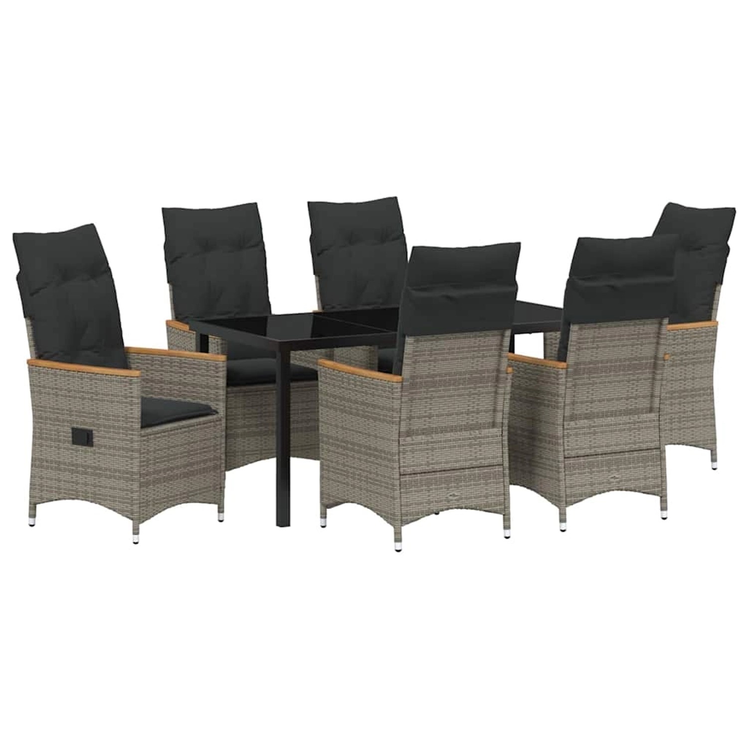 vidaXL Garten Essgruppe mit Kissen 7-Tlg Grau Poly Rattan 3379622 günstig online kaufen