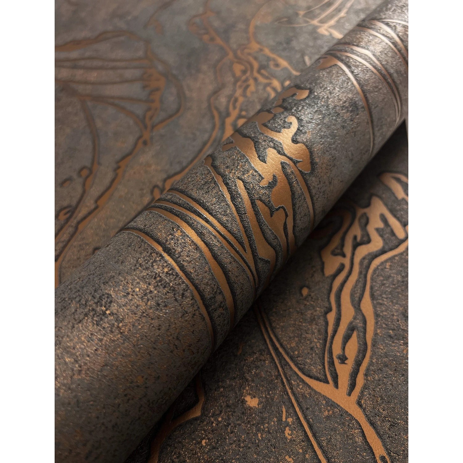 Newroom Vliestapete Fozia Black Copper Grafik Modern FSC® günstig online kaufen