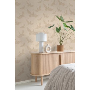 Origin Wallcoverings Tapete Kraniche Beige 53 cm x 10.05 m Origin Luxury Wallcoverings Tapete Kraniche Beige 53 Cm X 1005 Cm 347826